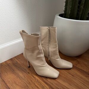 Tony Bianco Halsey Vanilla Nappa Mid-Calf Square Toe Stiletto Boots
